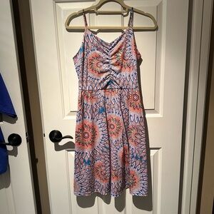 Colorful Sunburst Festival Sun Dress with Pockets Size Medium
